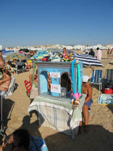 Childrens betting booth at the Sanlucar de Barrameda Horse racing on the beach