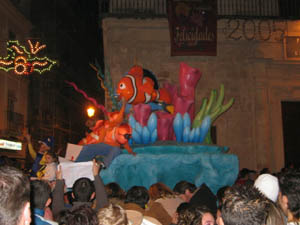 Brightly coloured floats